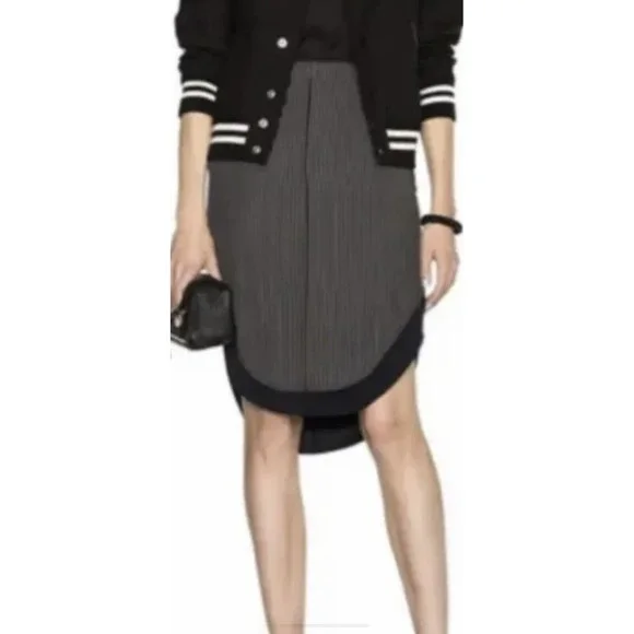 Rag & Bone Madison Pinstripe Silk A Line High Low Skirt Knee Length Size 2 - Picture 1 of 9